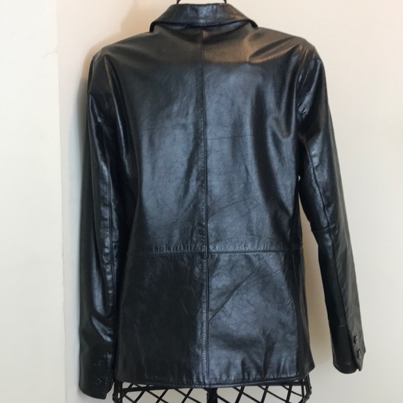 GAP Black Leather 4-Button Blazer Size M - Picture 6 of 8